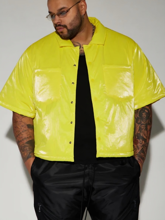 Fashion Nova Other - Men's Neon Yellow Short Sleeve Jacket W/ Matching Baseball Cap